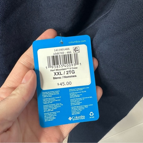 NWT Columbia Hart Mountain II Navy Crewneck Sweatshirt - Picture 5 of 9